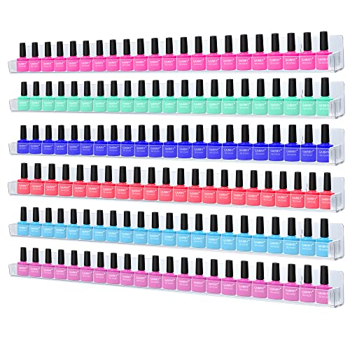 Trophable 24-Inch Clear Wall Mounted Nail Polish Rack Set - 6 Pack