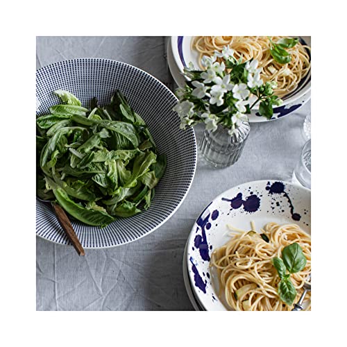 Mixed Patterns Pasta Bowls Set of 6, 22cm Blue Coastal Porcelain