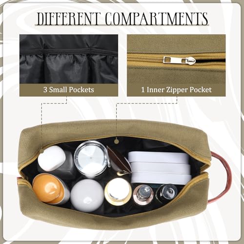 Hillban Green Travel Toiletry Bag 8 Pcs Waterproof Canvas Hanging Organizer for Men & Women