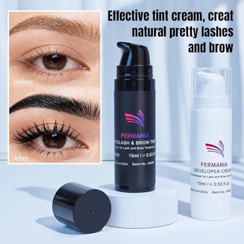 PERMANIA Lash Color Kit, Natural Black 15 ml for Lashes and Brows with Detailed Instruction Eyebrow Color for Beginners, Salon Grade