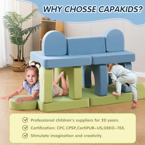 Kids Couch with 1000+ Building Options - Blue & Green Modular Play Sofa