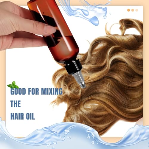 3 oz Amber Hair Oil Applicator Bottles - 36 Pack with Funnels and Twist Caps