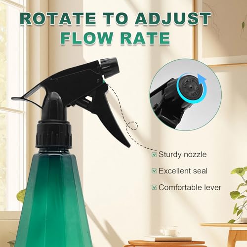 Plastic Spray Bottle Set - 33.8oz 2 Pack, Mister Spray Bottle, Clean for Hair and Durable Nozzle for Plant Watering, Car Detailing, and More.
