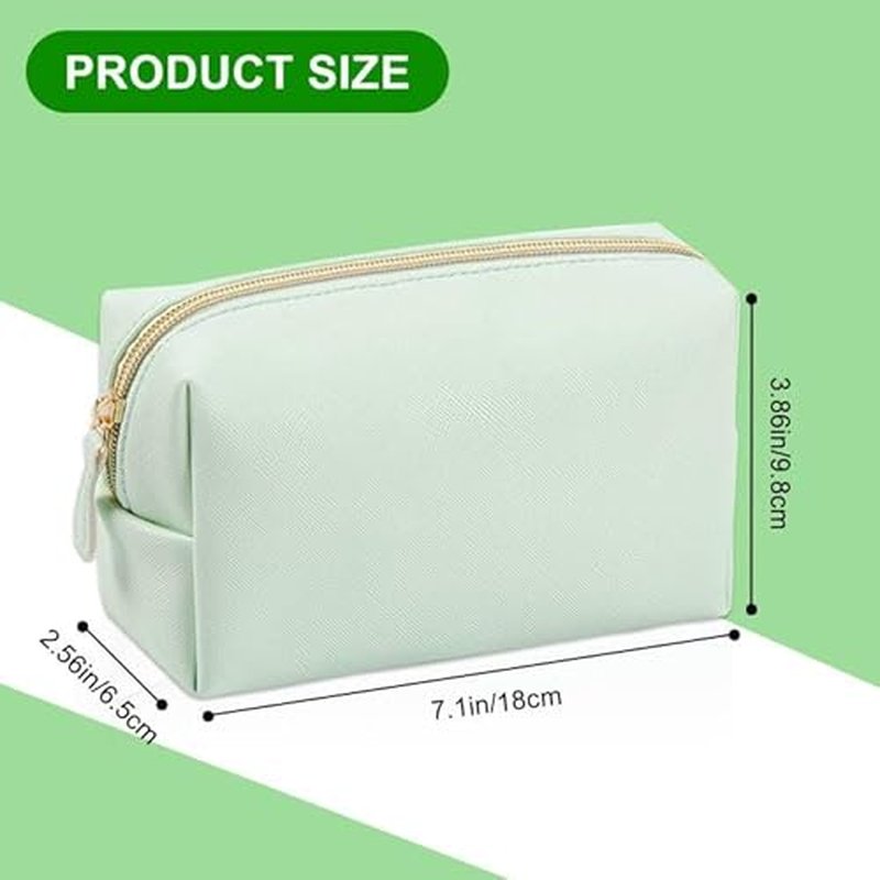8 Pcs Small Preppy Makeup Bag, PU Leather Zipper Cosmetic Bag Bulk, Plain Cosmetic Pouch Waterproof Versatile Portable Toiletry Bag Daily Storage Beauty Bag Organizer for Wedding Party Gift Travel