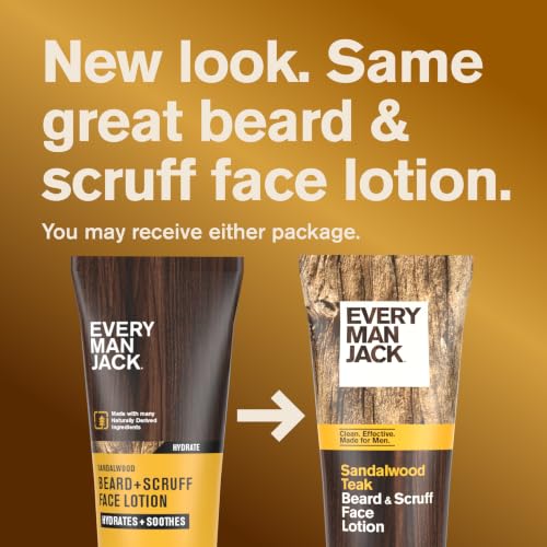 Sandalwood Beard & Face Moisturizer 3.2oz - 2 Pack, Hydrates & Relieves Dry Skin
