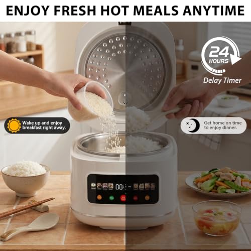 SANPTENT Digital Rice Cooker 8-Cup Uncooked Capacity, 8 Cooking Programs, Non-Stick Pot