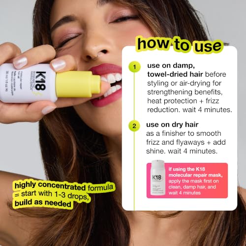K18 Molecular Repair Hair Oil 1 Fl Oz - Weightless Frizz Control & Shine