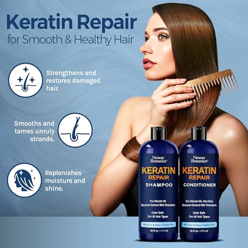 Nexon Botanics Keratin Shampoo & Conditioner Set for Damaged & Frizzy Hair