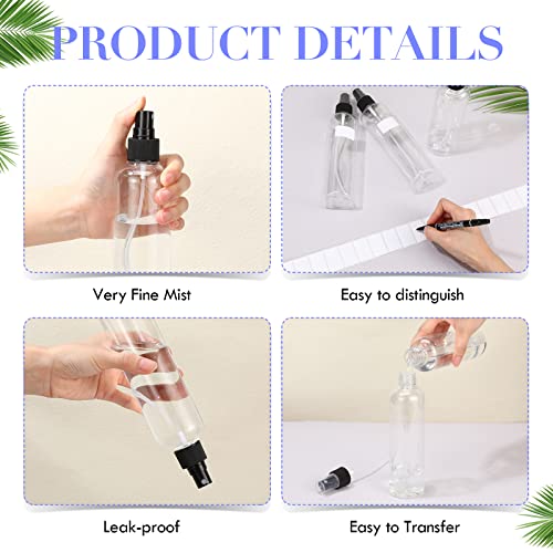 Eccliy 32 Pcs 8oz Fine Mist Spray Bottles Black & Clear - Portable Home & Beauty