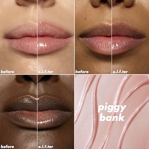 e.l.f. Glow Reviver Plumping Lip Oil, Tinted Lip Plumper For A High-Shine, Plump Finish, Infused With Jojoba Oil, Vegan & Cruelty-Free, Piggy Bank