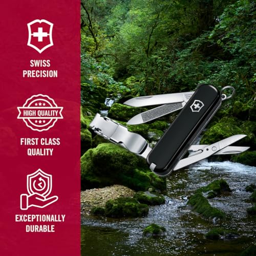 Victorinox Nail Clip 580, 8 Functions, Swiss Made Multi-Tool with Nail File, Nail Cleaner and Small Blade - Black