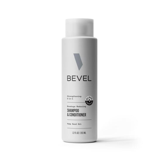Bevel Shampoo and Conditioner for Men with Hemp Seed Oil and Biotin, 2 in 1 Strengthening Formula Conditions and Moisturizes Hair to Reduce Breakage, 12 Oz (Packaging May Vary)