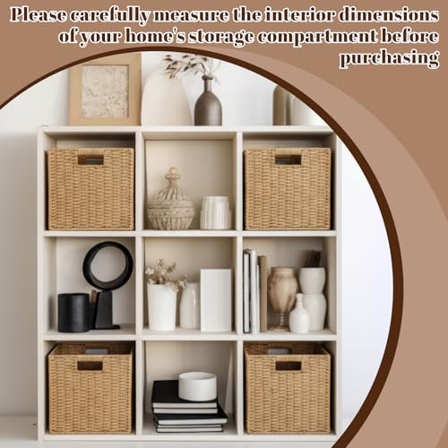 6 Pcs Wicker Storage Baskets 9.8x9.8 in Cube Organizer for Shelves, Laundry & Home Decor
