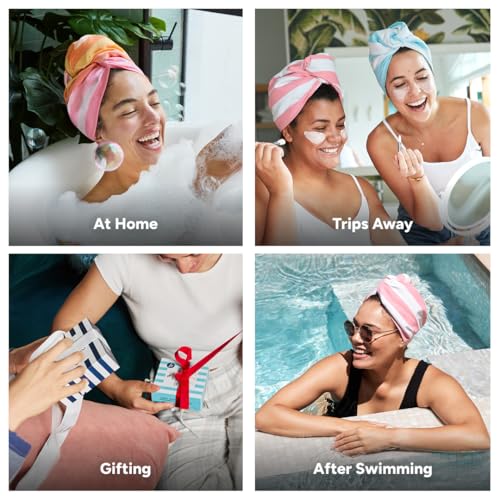 Turban Hair Towel for Home & Beach - Super Absorbent Quick Dry Cherry Bomb - One Size
