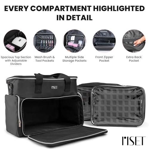 Nail Polish Organizer Case - Structured Spill-Proof Travel Bag with Reinforced Stitching, Strong Zippers, Removable Dividers - Extra Large Manicurist Storage Box in Luxury Gift-Ready Packaging - Black