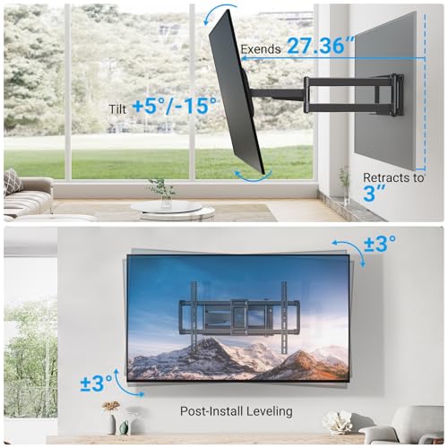 Long Arm Corner TV Wall Mount for 37-75 Inch TVs Up to 110 lbs - 16" Wood Studs, Full Motion