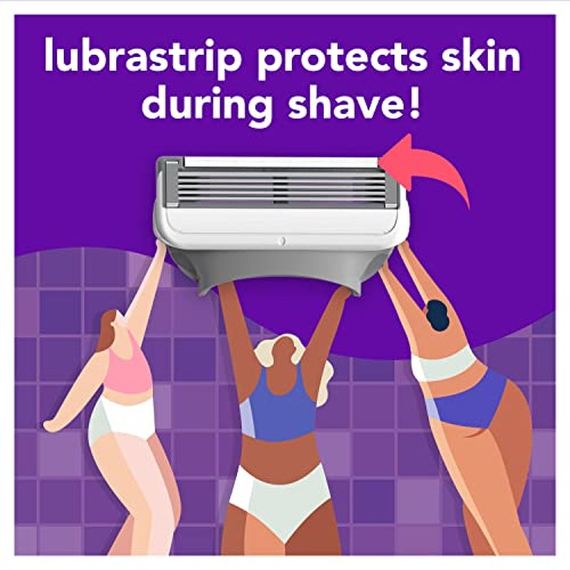 joy Womens Razor Blade Refills, 8 Count, Purple, Lubrastrip to Help Avoid Skin Irritation
