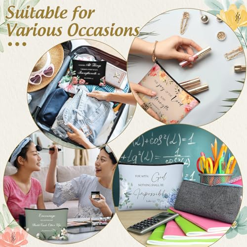 Jetec 30 Pcs Morandi Christian Makeup Bags - Bible Verse Gift Set for Women