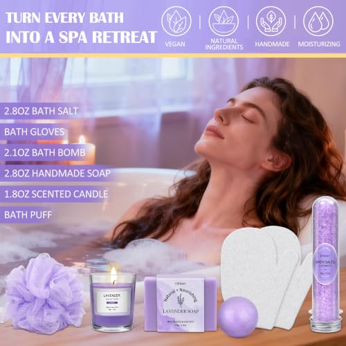 Lavender Spa Gift Basket for Women - 21-Piece Skin Care Set with Body Lotion, Masks & More