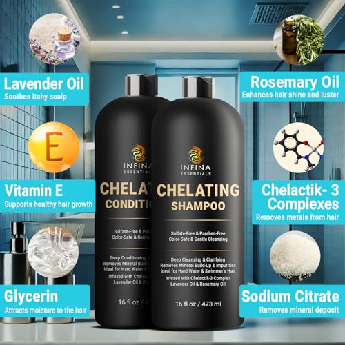 Chelating Clarifying Shampoo & Conditioner Set for Hard Water & Chlorine - Swimmers Hair Care