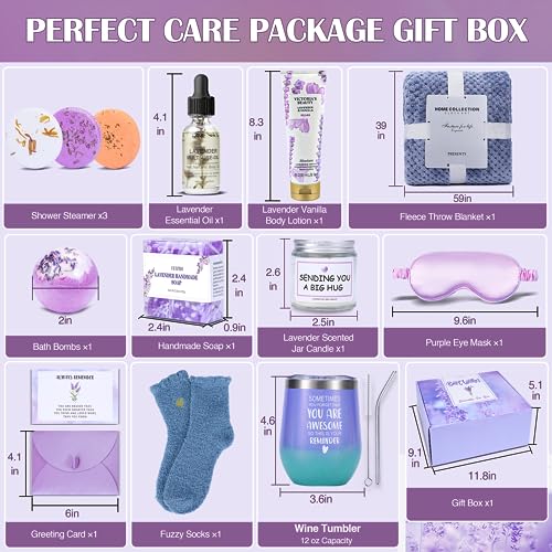 Spa Gift Baskets for Women - Spring Bath and Body Works Set, Relaxing Sympathy Box for Mom, Sister, Wife, Lover