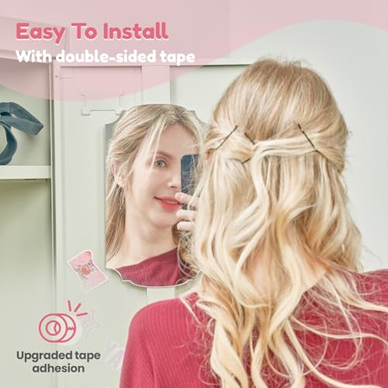 2PCS MYRO Self-Adhesive Designed Mirror 7" x 12¡° Shatterproof Locker Mirror Shower Bathroom Mirror with Strong Adhesive Tapes, Ideal for School Classroom Playroom Office Camping, 3.5OZ, Venetian