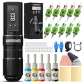 Wireless Tattoo Pen Kit for Beginners - Black - Complete Tattoo Supplies with Ink & Needles