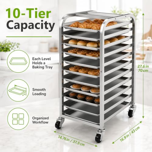 10-Tier Sheet Pan Rack with Wheels for Baking & Craft Use - Homelio Variation 10