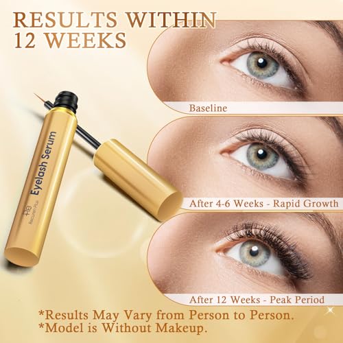 Rose Gold Vegan Eyelash Growth Serum for Longer Thicker Lashes - 0.1 Fl Oz
