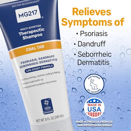 MG217 Psoriasis Shampoo with Coal Tar - 8 Fl Oz Pack of 6 - Therapeutic Scalp Treatment for Itching & Flaking