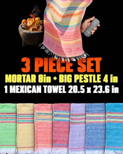 Mexican Molcajete Set with Volcanic Rock Mortar & Pestle – Oven Safe & Authentic