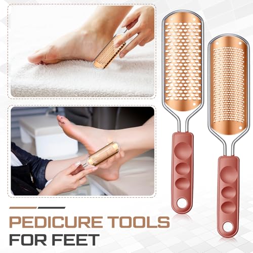 Rose Gold 14-Piece Foot File Pedicure Tool Set | Rustproof Callus Remover