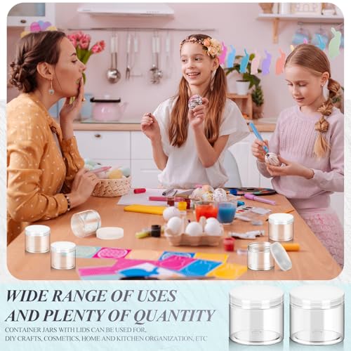 Clear 12 oz Plastic Jars with Lids - 16 Pack Wide Mouth Storage Containers