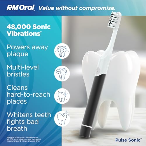 RM Oral Pulse Sonic Powered Toothbrush Soft Black - Rechargeable & Travel-Friendly