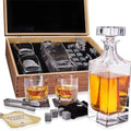 Whiskey Decanter Set with Glasses and 33.8 Ounce Capacity - Bourbon & Whiskey Stones