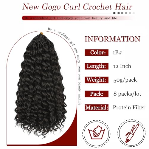 120 Strands Crochet Hair 12 Inch 1B - Easy Install, Soft Curly Protective Style