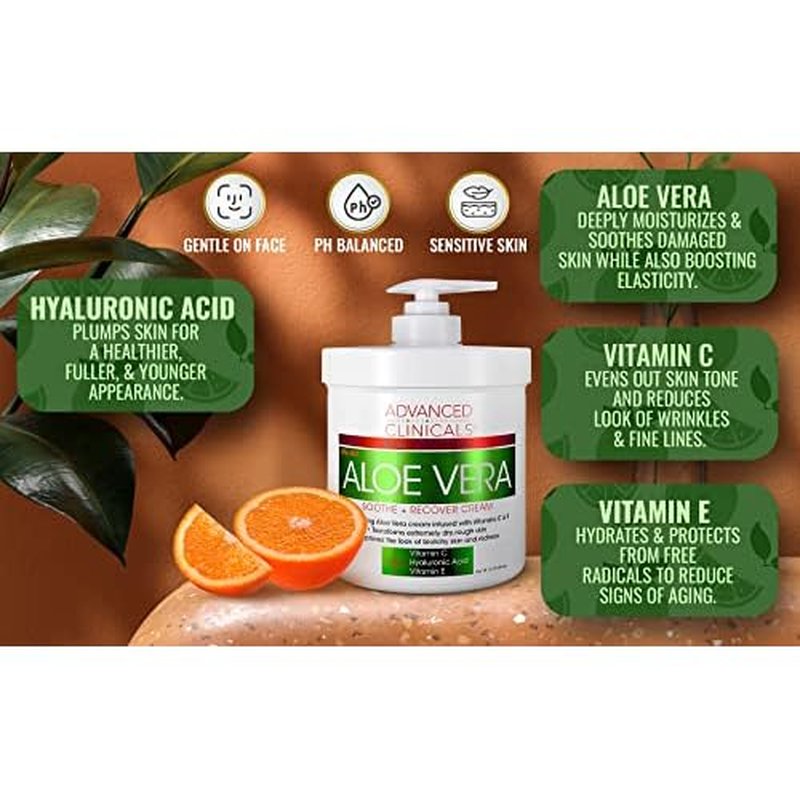 Advanced Clinicals Aloe Vera Skin Repair Cream + Collagen Lifting Body Oil Set