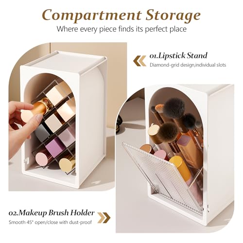 Compact Makeup Organizer Set with Lipstick and Brush Storage, Bathroom Countertop