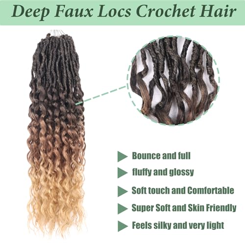 Deep Faux Locs Crochet Hair 24 Inch - Black to Blonde Goddess Locs 8 Packs