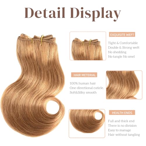 MXMaoYiCTR 6-Pack 8 Inch Honey Blonde Brazilian Virgin Body Wave Hair Extensions