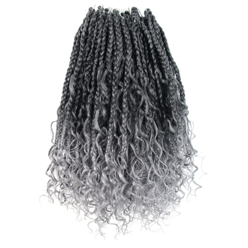 10 Inch Goddess Box Braids Crochet Hair - Ombre Grey, 9 Pack for Black Women
