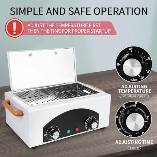 High Temperature Cleaning Box, Multi-Functional Nail Salon Cleaning Supplies 2L Hot Towel Cabinet with Stainless Tray, Dry Heat Box Spa Salon Equipment Barber Cleaning Machine With EPA Registered