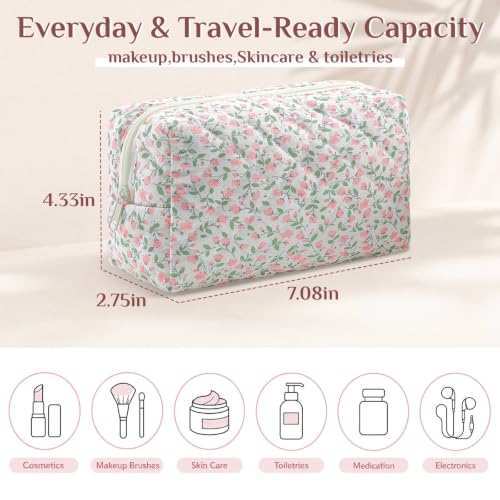 Mix Print Cotton Quilted Makeup Bag Set - 10 Pcs Bridesmaid Gift, 7.09 x 4.33 x 2.76 Inches