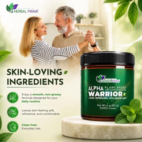 Herbal Mana Alpha Warrior DMSO Body Cream – Fast-Absorbing Cooling Moisturizer