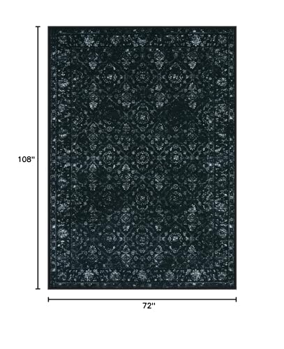 Black 6x9 Washable Area Rug for Bedroom & Living Room - Non-Slip Boho Carpet