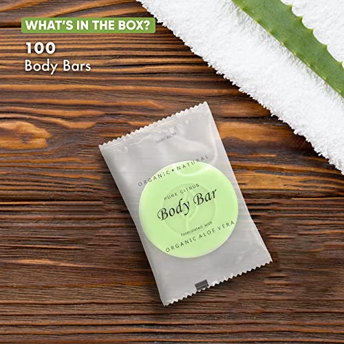 Travel Size Hotel Body Bar Soap 100 Count 1 oz Bars Guest Amenities for Vacation Rentals and Short Term Rentals Paraben Free Lemon & Chamomile Scent Infused with Aloe and Olive Oil by Desert Breeze