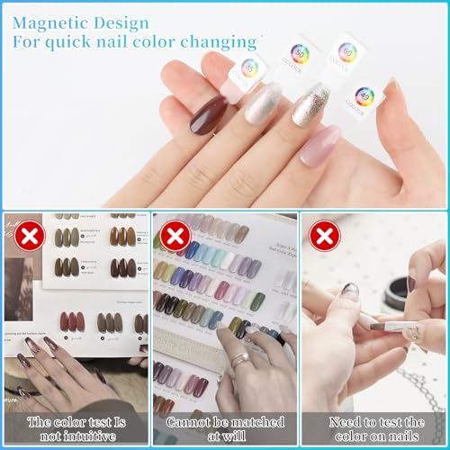 Magnetic Nail Color Book Blue - 120 Nail Swatch Chart with 168 Tips & Labels