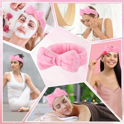 Pink Spa Headbands Bulk - Classic Pattern, 25 Pack, Elastic & Soft Coral Fleece