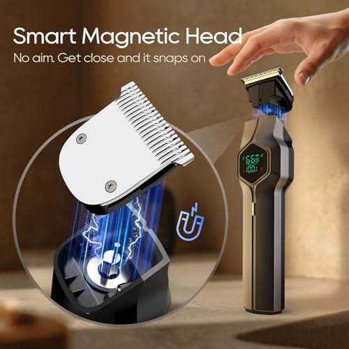 TRIMX Beard Trimmer with Magnetic Snap-on Heads – Gray (Gray Variant)