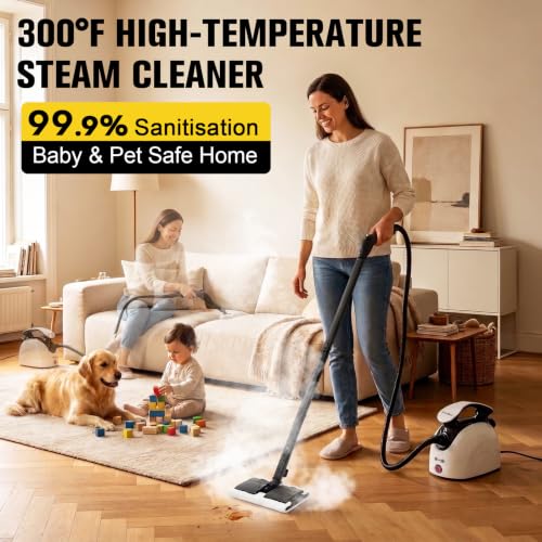 Waitbird Multi-Purpose Steam Cleaner - White, 4.5 Bar 300°F Deep Steam for Tile & Grout